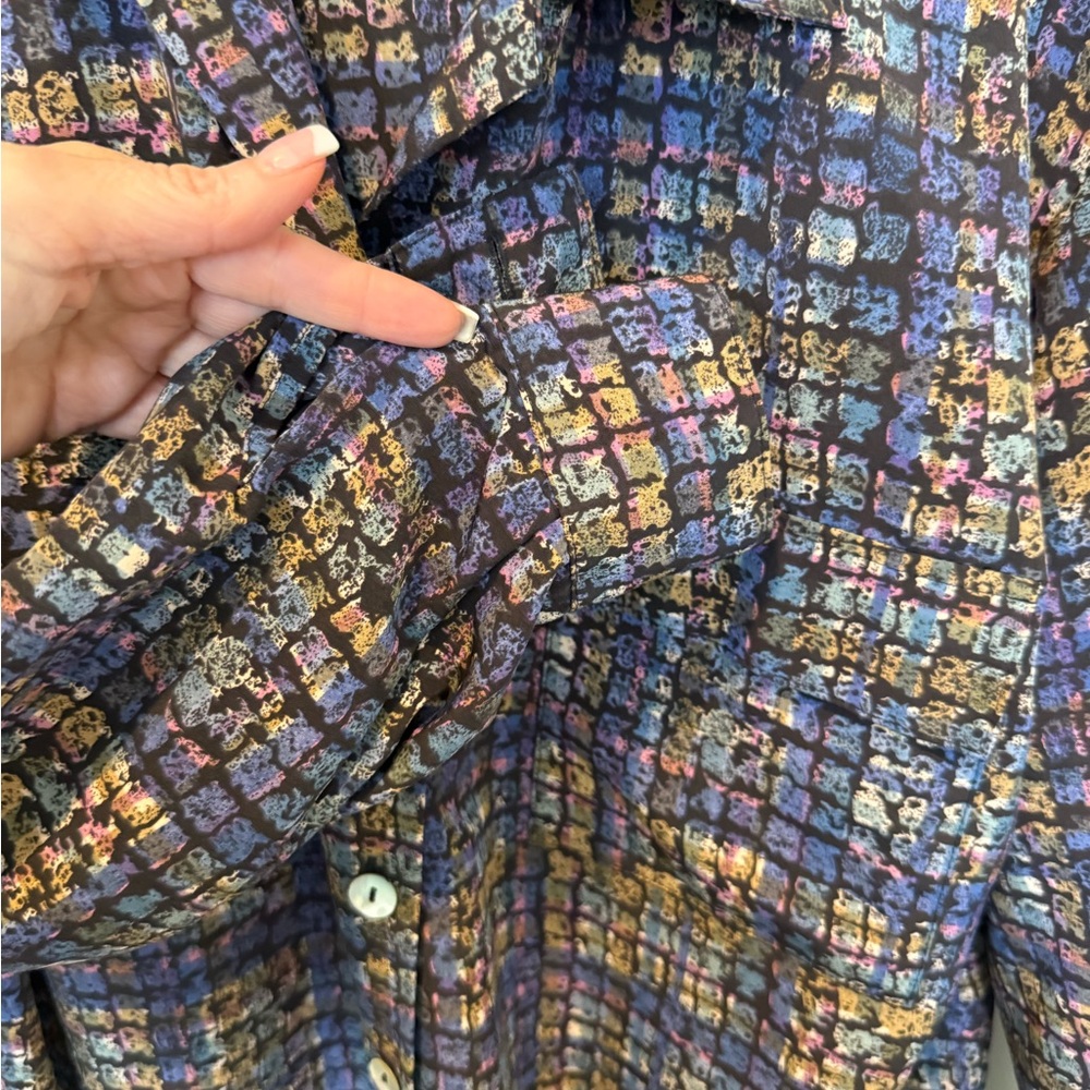 💋Impressions Blue‎ and Purple Button-Down Shirt 180 - Picture 5 of 7